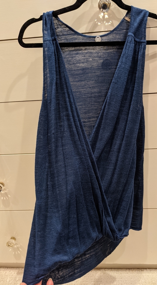 Margaret O'Leary crossover navy linen sleeveless
